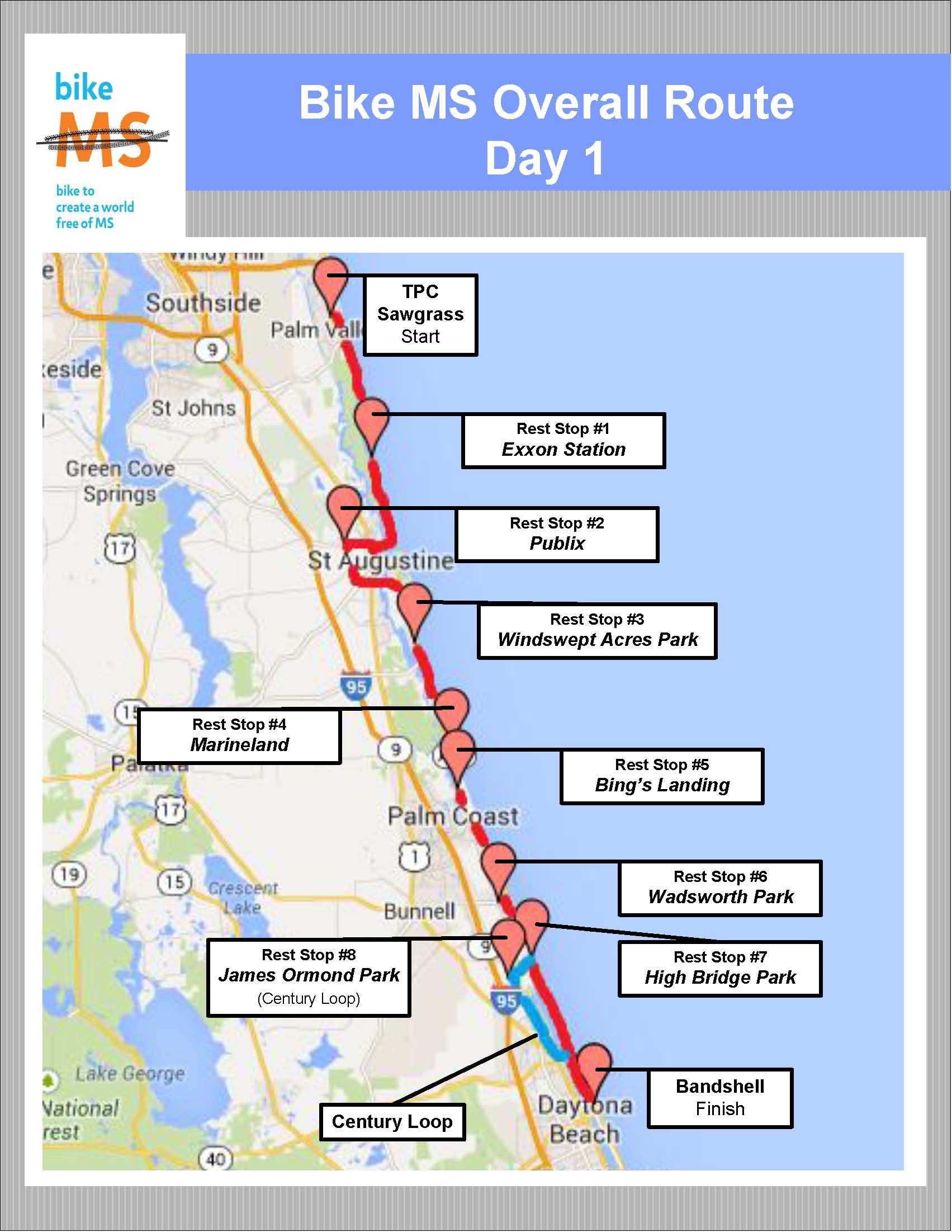2014 Bike MS Day 1 Route