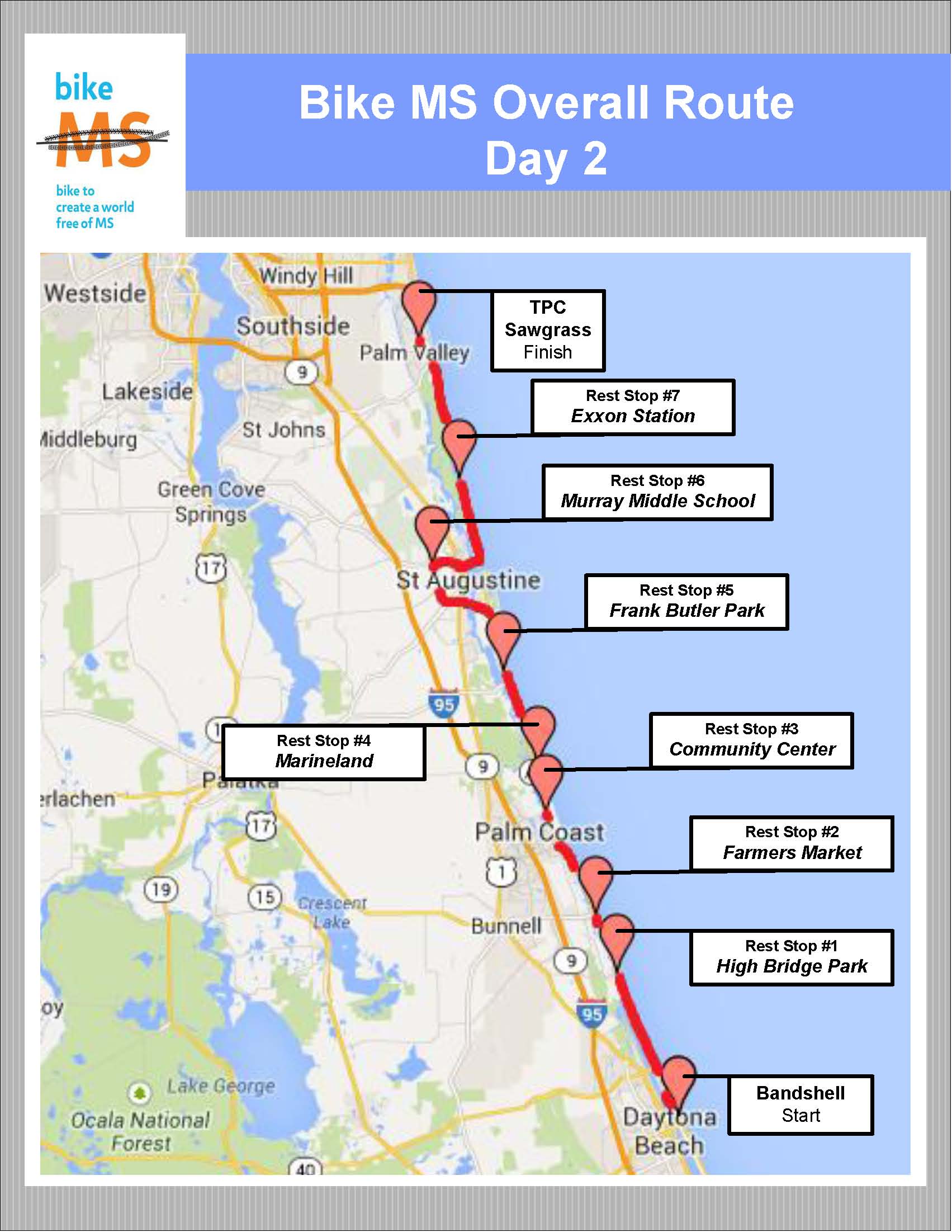 2014 Bike MS Day 2 Route